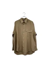 デザインGOOD シルク100% COMME CA de MODE MEN コムサデモード 長袖シャツ 無地 ブラウン系 メンズ サイズ M-L程度 6 衣A