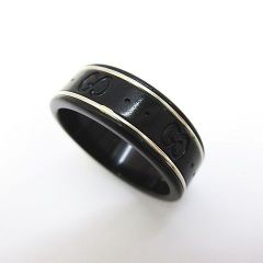 GUCCI グッチ アイコンリング サイズ21 (19号相当) セラミック 指輪 ブラック×シルバー アクセアリー E088 ★3891
