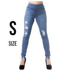 LAブランド  JVINI  ストレッチ デニム ダメージ スキニーパンツ デニムパンツ  ジーンズ フィット ジェギンス  Sサイズ