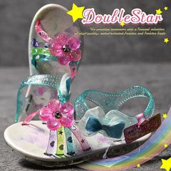 【1点限り! 訳あり】光る靴 サンダル パンプス DoubleStar 女の子 子ども こども 靴 くつ 子供靴 女児 クツ キャラクター  かわいい メルヘン ユニコーン 4602 7987410 (サックス) 17.0cm