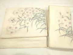 【夏物】 絽塩瀬 友禅 名古屋帯◇正絹 ホワイト 未使用品 no11624_1.jpg