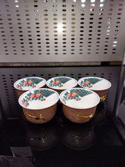 九谷焼　銀泉　湯呑み　5客