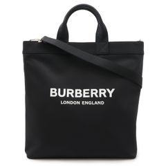 BURBERRY バーバリー ARTIE アーティー ロゴプリント トートバッグ 2WAY ショルダーバッグ 斜め掛け 縦長 ナイロン レザー ブラック 黒