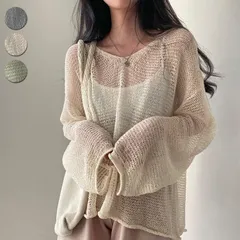 カットソー レディース 未使用 ニット シースルー 透かし彫り  Tシャツ トップス 上着 アウター プルオーバー Vネック 長袖 無地 カジュアルcbrxx04