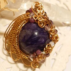 大玉１６ｍｍ　金翼のチャロアイト妖精　ペンダント