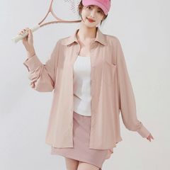 シャツ レディース 長袖 薄手 トップス ゆったり カジュアル 日焼け止め UVカット 紫外線対策 速乾 長袖シャツ カジュアルシャツ 体型カバー 無地 シンプル アウ zzr063050744843