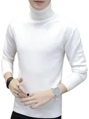 [エンプティオ] ハイネック セーター アッタカ トップス タートルネック 裏起毛 ニット メンズ カワイイ モックネック モコモコ 通勤 通学 タートル アウトドア ノルディック レトロ リブ 暖かい 紳士 ストリート 登山 中厚  [オフホワイト] [M]