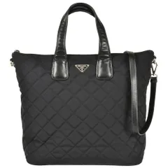 プラダ PRADA キルティング トートバッグ 2WAY ナイロン レザー BN2149 ブラック レディース【中古】