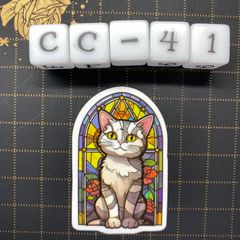 방수 스티커 고양이 스테인드 글라스 스타일 일러스트 멋진 CC-41