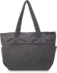 MT's SHOP トートバッグ レディース 大容量 軽量 コーデュロイ キャンバス 無地 サイドポケット 肩掛け 手提げ マザーズ SH396(グレー)