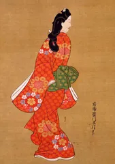 菱川師宣　大判木版画『見返り美人』ウコン布&共箱 彫師:遠藤光局、摺師:伊藤智郎 菱川師宣 大判木版画『見返り美人』ウコン布&共箱 彫師:遠藤光局