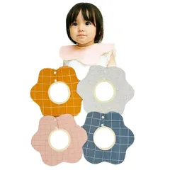 [§＆∞＆ＣＯＣＯ] 赤ちゃん スタイ 男の子 女の子 防水 360 綿 よだれかけ 厚手 4枚セット 丸洗い可 柔らか素材 花びら型 保育園用 ベビービブ (Aタイプ) 1