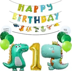 【在庫処分】恐竜 誕生日 バルーン 風船 1歳 男の子 誕生日 飾り付け 恐竜 HAPPY BIRTHDAY ガーランド 数字 バルーン 1 バースデー パーティー デコレーション セット シンプル 装飾 キッズバースデーキット お祝い 写真背景 イン