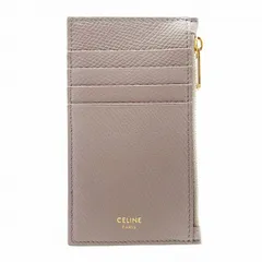 美品 2019年製 セリーヌ CELINE ジップ付 コンパクト カードホルダー エッセンシャル グレインドカーフスキン コインケース 小銭入れ 財布 プベル×ゴールド/△H04/レディース メンズ ユニセックスのサムネイル