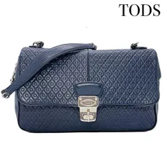 TODS トッズ レザー チェーン ハンドバッグ ワンショルダーバッグ 肩掛けかばん レディース ネイビー シルバー