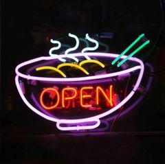 オリジナル　ラーメン ネオン管　OPEN点灯 サインライト 18インチ　オーダー