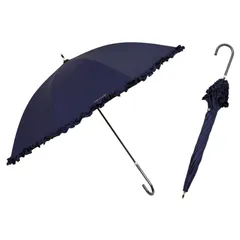 小川(Ogawa) 日傘 OLIVE des OLIVE レディース フリル ネイビー 晴雨兼用 完全遮光 UV99.9%カット 遮熱 0