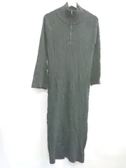 ◇ ⊇ KOBE LETTUCE リブニット ハイネック ジップアップ 長袖 ロング丈 ワンピース サイズM ブラック レディース E  【1501230029964】