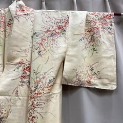 【特価】逸品 美品 正絹 花模様 萩 リーフ模様 小紋 女性 婦人 レディース 和装小物 和装 着物 留袖 訪問着 振袖 浴衣 B111315