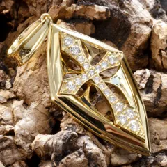 ペンダントトップ メンズ K18 18K 18金 イエローゴールド ダイヤモンド クロス 十字架 ペンダントヘッド 鑑別書付き 大きめ シンプル プレゼント ギフト【アクセサリーマート/メルカリShops店】