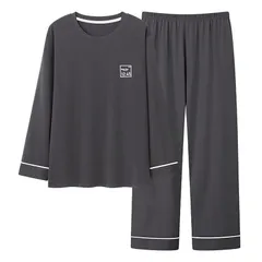 【新品】 [HEWEAYTA] パジャマ メンズ 長袖 春夏秋 - ルームウェア 大きいサイズ 部屋着 上下セット 薄手 40-90KG ゆったり 綿 吸汗 通気 肌に優しい （05ダークグレー 2XL） 0
