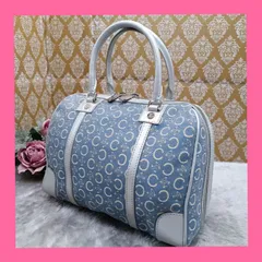 《 CELINE 》　セリーヌ　ハンドバッグ　Cマカダム柄　オールドセリーヌ　総柄　ジャガード織　ブルー系　イタリア製　送料無料・匿名配送・最短即日発送いたします！　120