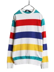 【お得なクーポン配布中!】 80s USA製 ウールリッチ ボーダー 長袖 Tシャツ メンズ S レディース M 程/ ヴィンテージ Woolrich  ロンT ラガーシャツ 素材 マルチカラー