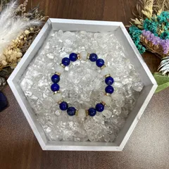 ラピスラズリ&ムーンストーン パワーストーン ブレスレット 天然石ブレス (ゴールド) 10mm メンズ・レディース 恋愛運 お守り [17]