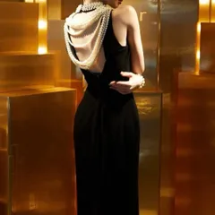 パールがオシャレでゴージャスな イブニングドレス?.?