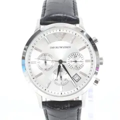 美品 エンポリオ・アルマーニ クォーツ式 クロノグラフ 腕時計 ウォッチ AR2436 クロコダイル エンボス レザー メンズ ERE CW51-5【中古】