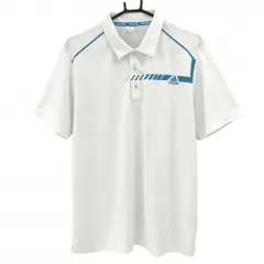 【超美品】アディダス 半袖ポロシャツ 白×ライトブルー CLIMACHILL  メンズ O/XG ゴルフウェア adidas