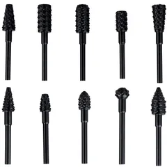 Bestgle超硬バー リューター ビット ドリル カッター10本セット タングステンバー ロータリーバー 3mm軸 刃幅6-8ｍｍ 面取り バリ取り 彫刻 木工 加工 切削 研磨用 研削用