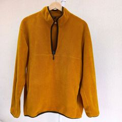 【良品】　UNIQLO　ユニクロ　メンズ　Lサイズ　ハーフジップフリース　イエロー　ジッパー付き　ポケット付き　冬服　秋服　暖かい　冬コーデ　長袖　メンズカジュアル　メンズファッション　黄色