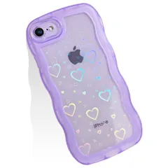 iPhone iPhone 8/se2/se3/7) iPhone iPhone iPhone (クリア-パープル カバー /SE2/8/7 アイホンSE3 スマホケース ストラップホール付き 指紋防止 滑り止め 傷防止背面 薄型 tpuソフトケース かわいい