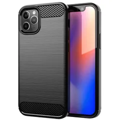 iPhone12 Pro Max ケース アイフォン12プロマックス  カーボン調 薄型 耐衝撃 ソフト ケース 【Color】 ブラック