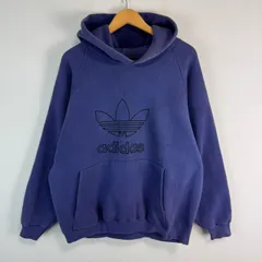 80s 90s old adidas アディダス トレフォイルロゴ デカロゴ スウェット パーカー パープル Mサイズ メンズ 古着 ストリート USA製　フェード オーバーサイズ ゆるダボ