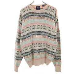 Allen Solly 80s 90s オールド フェアアイル柄 長袖 コットン セーター M ベージュ系 ニット メンズ 古着