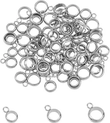 UNICRAFTALE 約90個 内径4/5/6mm ロンデルビーズ カン付き ハンガービーズ 304ステンレス ハンガーリンク ステンレス色 リンクビーズ 保釈ビーズ 丸いコネクタ スペーサービーズ(ステンレス色#2-90個,  3種サイズ)