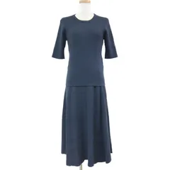 BEAMS ビームス ニット セットアップ SET ネイビー 紺 M リブ スカート ロング フレア ウエストゴム ベルト リボン レーヨン ポリエステル ナイロン ブランド カジュアル 女性のサムネイル