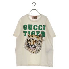 GUCCI (구찌) Tiger Cotton Tee 타이거 코튼 반소매 T셔츠 호랑이 로고 프린트 화이트 548334 XJD3X
