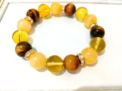 タイガーアイ＆アラゴナイト＆シトリン　天然石パワーストーンブレスレット　珠12㎜