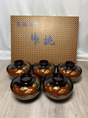 山中漆器 金箔 五草花 小吸物椀 5個 - メルカリ