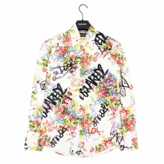 22SS DSQUARED2 ディースクエアード グラフィックロゴ フラワープリント ウエスタンシャツ トップス 長袖 サイズ44 メンズ 【中古】