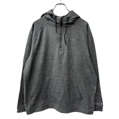 Champion ロゴスウェット パーカー L グレー チャンピオン フーディー ハーフジップ プルオーバー ラグラン 古着卸 アメリカ仕入 a709-5318