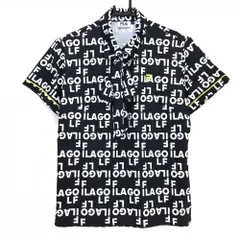 【超美品】フィラゴルフ 半袖ポロシャツ 黒×白 ロゴ総柄 ボウタイ付 レディース LL ゴルフウェア FILA GOLF