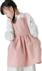fogman エプロン 子供 小学生 子供用エプロン キッズ 無地 男の子 女の子 学校( ピンク)