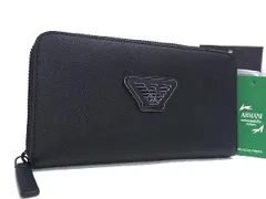 ■新品■未使用■ EMPORIO ARMANI エンポリオアルマーニ PVC ラウンドファスナー 長財布 ウォレット ブラック系 BE8348 のサムネイル
