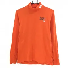 ★SALE価格★【美品】パーリーゲイツ 長袖ハイネックシャツ オレンジ×黒 後ろビッグプリント メンズ 4(M) ゴルフウェア 2024年モデル PEARLY GATES