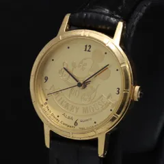 稼働 セイコー アルバ Y483-0060 ディズニー ミッキーマウス ラウンド QZ ゴールド文字盤 レディース腕時計 TKD 2000000 NSK