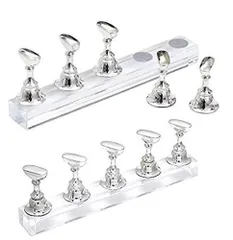 磁気 アクリルマニキュア工具 ネイル練習 ネイルチップ ディスプレイ  シルバー